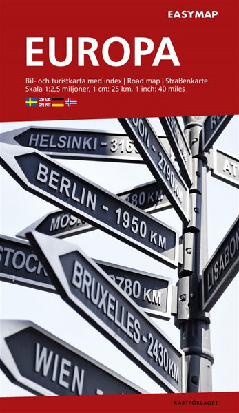 Europe (Europa) 2025 EasyMap Road Map Norstedts