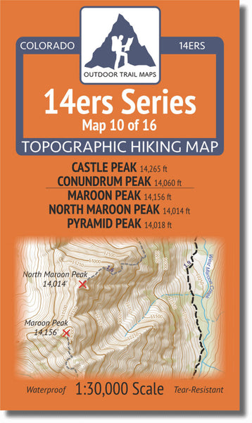 Colorado 14ers Map Series 10 of 16 - Castle, Conundrum | Maroon, North Maroon, Pyramid Outdoor Trail Maps LLC