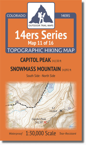 Colorado 14ers Map Series 11 of 16 - Capitol | Snowmass Outdoor Trail Maps LLC