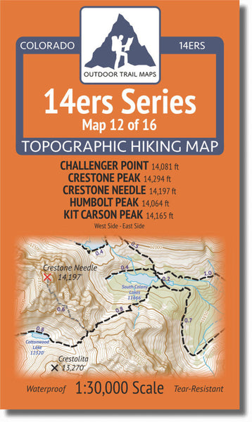 Colorado 14ers Map Series 12 of 16 - Challenger, Crestone, Crestone Needle, Humbolt, Kit Carson Outdoor Trail Maps LLC