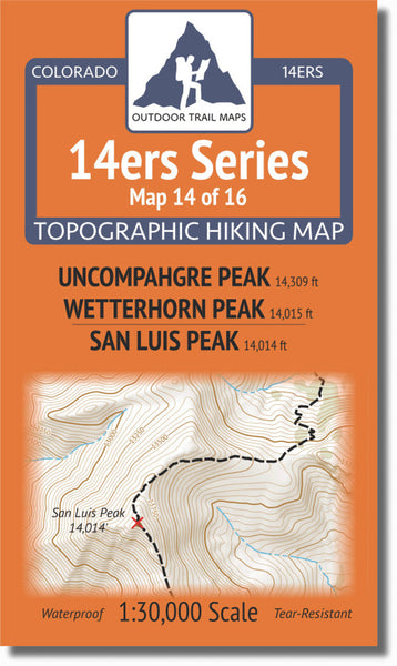 Colorado 14ers Map Series 14 of 16 - Uncompahgre, Wetterhorn | San Luis Peak Outdoor Trail Maps LLC