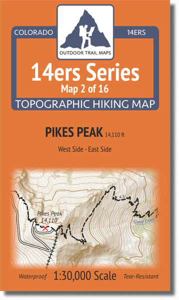 Colorado 14ers Map Series 2 of 16 - Pikes Peak (East and West) Outdoor Trail Maps LLC