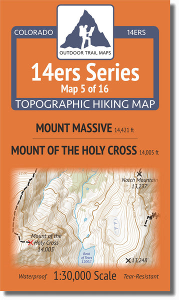 Colorado 14ers Map Series 5 of 16 - Mount Massive | Mount of the Holy Cross Outdoor Trail Maps LLC