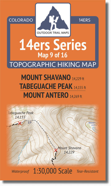 Colorado 14ers Map Series 9 of 16 - Shavano, Tabeguache | Antero Outdoor Trail Maps LLC