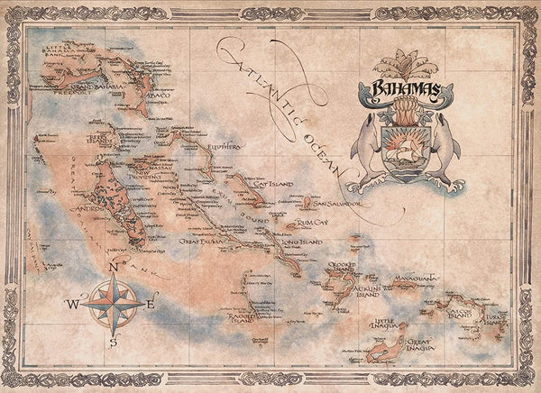 Bahamas Antique-Style Map One Treasure Limited
