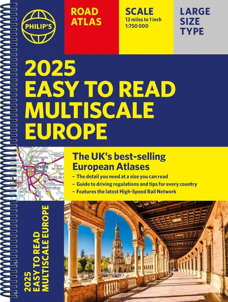 Philip's 2025 Easy to Read Multiscale Europe Road Atlas Philip's