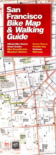 San Francisco, California Biking and Walking Map Rufus Graphics