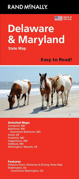 Delaware & Maryland Easy to Read Folded Map Rand McNally