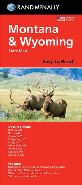 Montana & Wyoming Easy to Read Folded Map Rand McNally