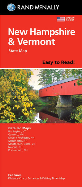 New Hampshire and Vermont, Easy to Read Map Rand McNally
