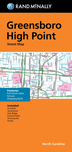 Greensboro and High Point, Folded Street Map Rand McNally