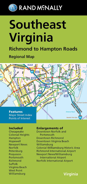 Richmond to Hampton Roads SE Virginia Regional Map Rand McNally