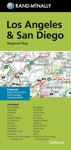 Los Angeles and San Diego, California Regional Map Rand McNally