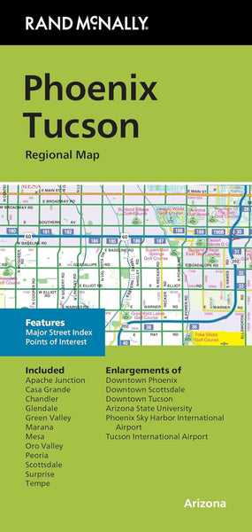 Phoenix and Tucson, Arizona Regional Road Map Rand McNally