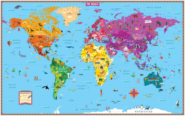 Kids' Illustrated World Wall Map, Rolled Rand McNally