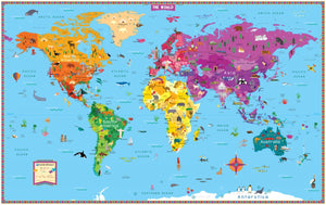 Illustrated World Wall Map, Folded