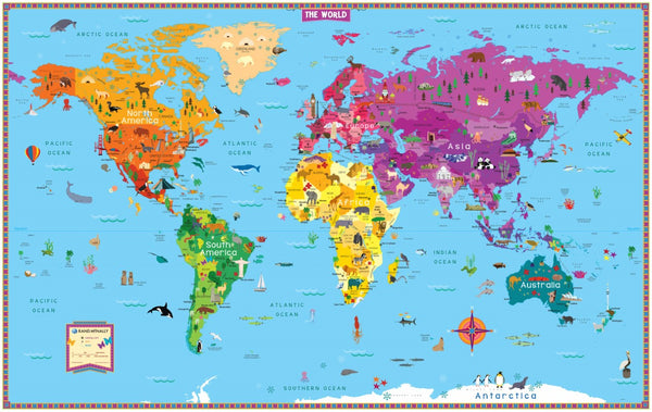Illustrated World Wall Map, Folded Rand McNally