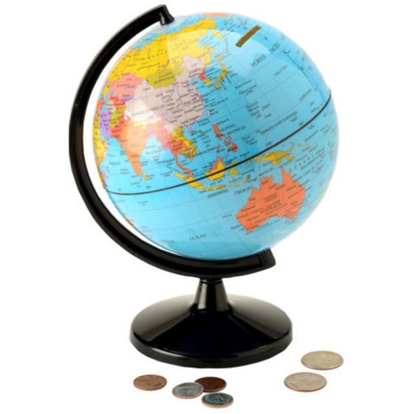 Coin Bank Globe - 6" Round World