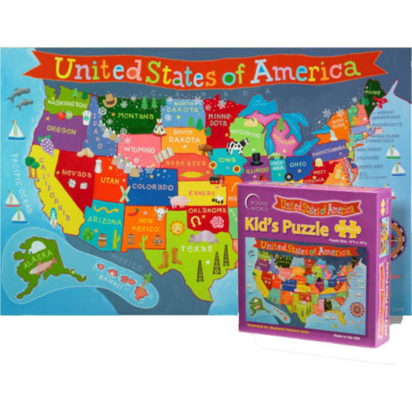 Kids USA 100 Piece Puzzle Round World