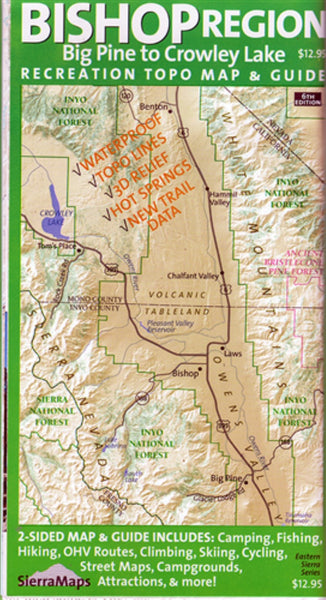 Bishop REGION (Big Pine to Crowley Lake) Sierra Map Company