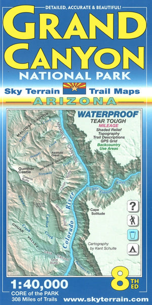 Grand Canyon National Park Trail Waterproof Map Sky Terrain