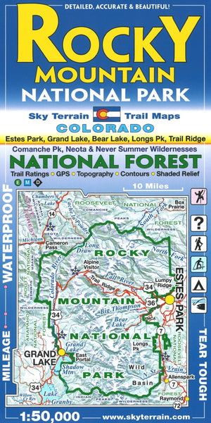 Rocky Mountain National Park Trail Map Sky Terrain