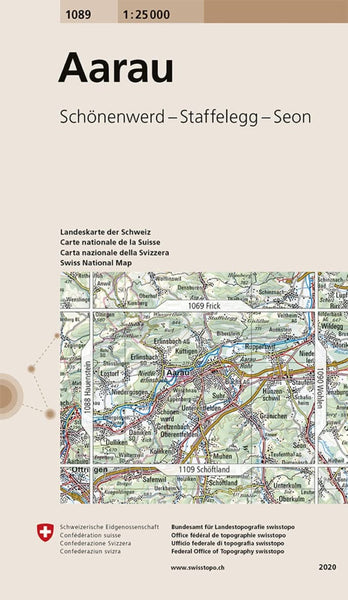 Aarau : Switzerland 1:25,000 Topographic Map #1089 Swiss Topo