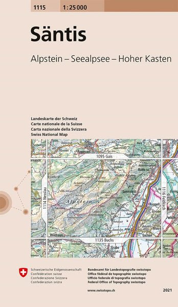 Santis : Switzerland 1:25,000 Topographic Map #1115 Swiss Topo