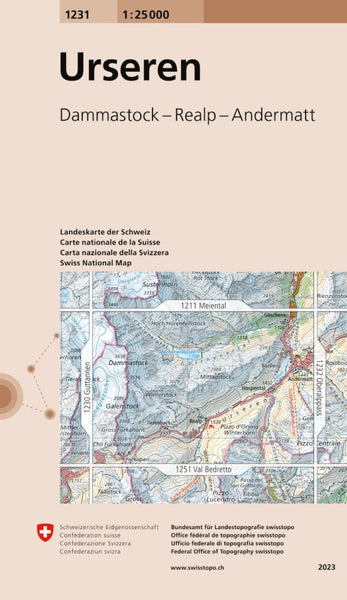 Urseren: Switzerland 1:25,000 Topographic Map #1231 Swiss Topo