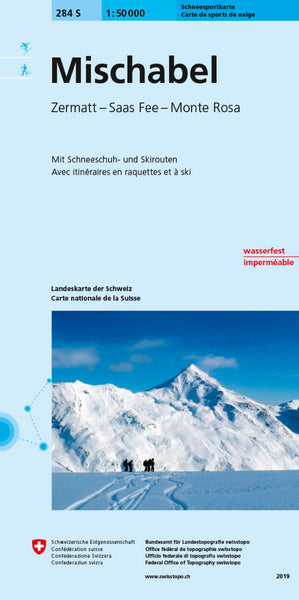 Mischabel - Zermatt - Saas Fee - Macugnaga : Switzerland 1:50,000 Topographic Ski Map #284S Swiss Topo