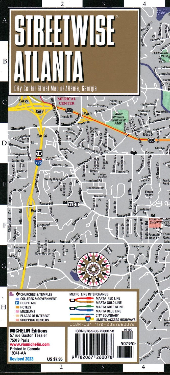 Atlanta Direction Streetwise Atlanta laminated map | Map Geek.com