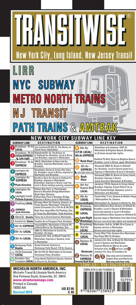 Transitwise New York, New Jersey metro transit laminated map Streetwise Maps, Inc