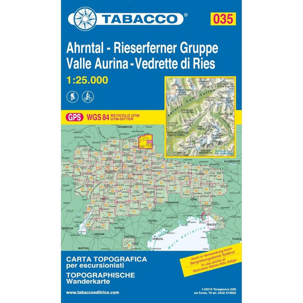 Ahrntal - Rieserferner Gruppe - Valle Aurina - Vedrette di Ries Hiking Map (#35) Tabacco Map