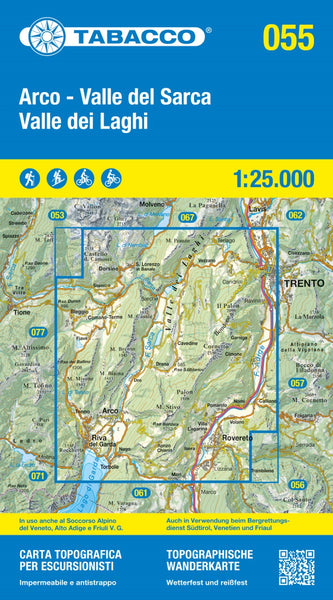 Hiking map # 55 - Sarca Valley, Arco & Riva del Garda (Italy) Tabacco Map