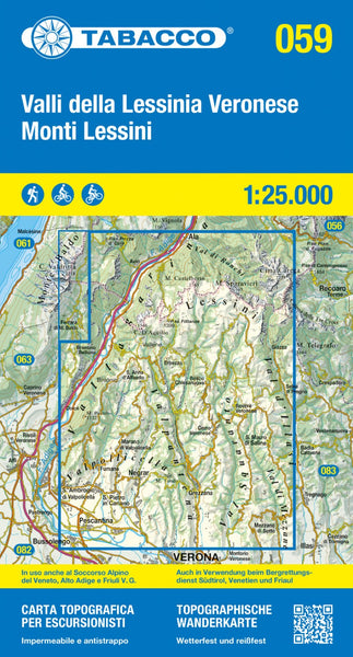 Hiking map #59 : Monti Lessini, Lessinia (Italy) Tabacco Map