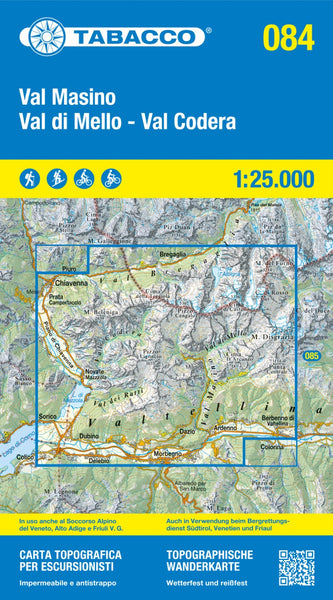 Val Masino Val di Mello - Val Codera Topographic Hiking Map 1:25,000 Tabacco Map