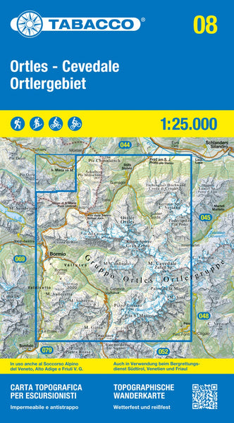 Gruppo Ortles - Cevedale/Ortlergruppe Topographic Hiking Map Tabacco Map