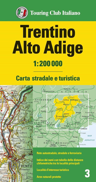 Trentino-Alto Adige, Italy Road Map Touring Club Italiano