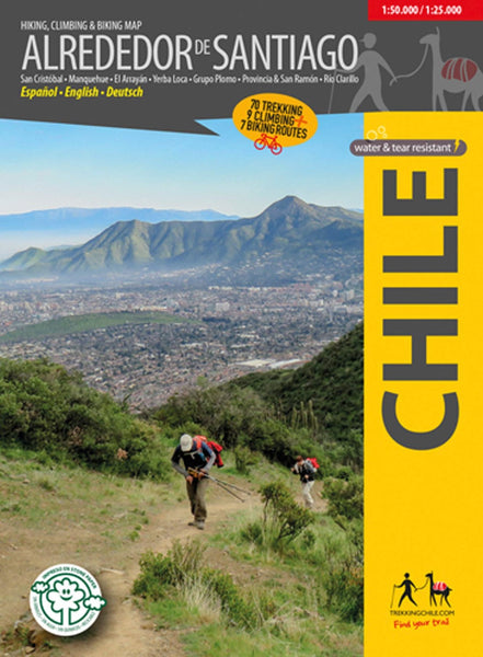 Around Santiago, Chile - Hiking, Biking, & Climbing Map Trekking Chile