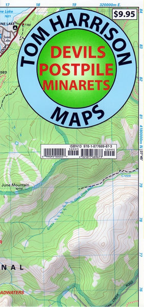 Devils Postpile : Minarets : trail map Tom Harrison Maps