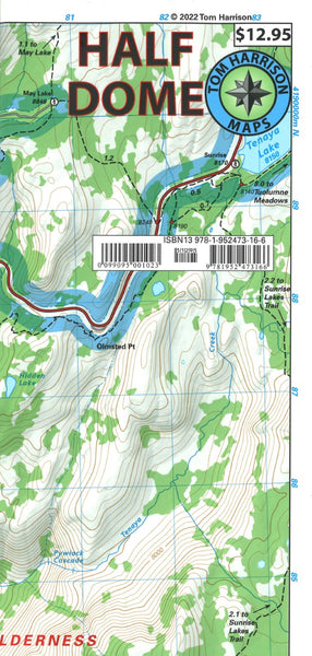 Half Dome Topographic Hiking Map Tom Harrison Maps