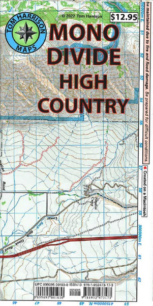 Mono Divide High Country trail map Tom Harrison Maps