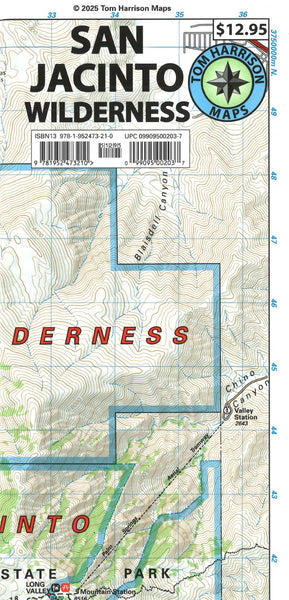 San Jacinto Wilderness, California Topographic Hiking Map Tom Harrison Maps