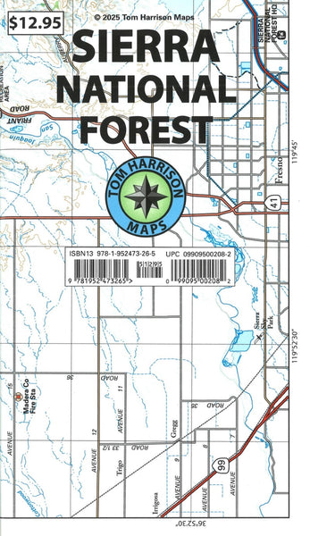 Sierra National Forest Hiking & Recreation map Tom Harrison Maps