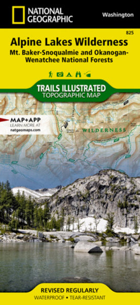 Alpine Lakes Wilderness, Washington, Map 825 National Geographic Maps