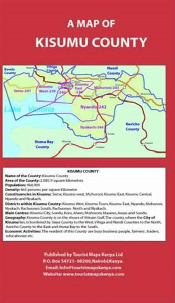 A Map of Kisumu County Tourist Maps Kenya Limited