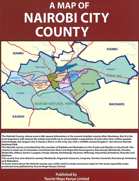 A Map of Nairobi City County Tourist Maps Kenya Limited