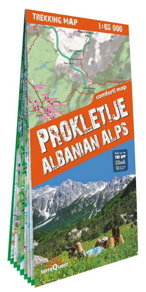 Prokletije / Durmitor / Albanian & Montenegro Alps Laminated Trekking Map TerraQuest