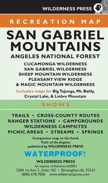 San Gabriel Mountains and Angeles National Forest, California Trails Recreation Map Wilderness Press