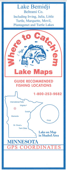 BEMIDJI LAKE Fishing Map Where to Catch'em Maps
